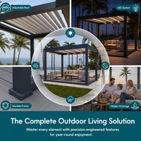 Pergola motorisée économique en aluminium anti-UV, abri d'ombrage UPF 50+ pour réceptions et négociations en extérieur