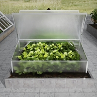 Modernes Mini-Hochbeet mit Aluminiumrahmen, Dreieckig, Gewächshaus mit Aufklappbarer Polycarbonat-Abdeckung, UV-Schutz, für den Garten