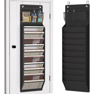 Organisateur de fichiers mural à 10 poches, rangement de bureau à suspendre sur la porte pour magazines, courrier, documents, type crochet sans perforation - Product Image 2