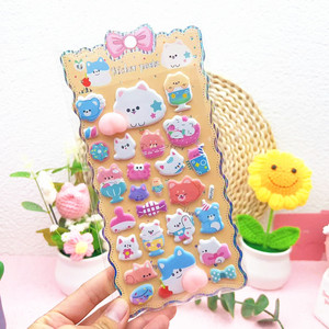 สติกเกอร์การ์ตูนน่ารักสำหรับเด็ก ลายกระต่าย แพนด้า ดอกชบา พิมพ์ลาย UV แบบนูน 3 มิติ  นำเข้าจากต่างประเทศ ยี่ห้อ Wowei ช่วยคลายเครียด - Product Image 2