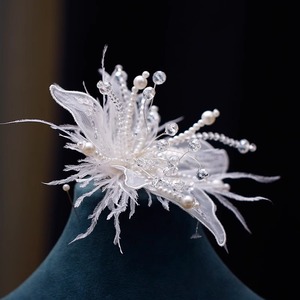 Clips de bec de canard fleur de dentelle blanche faits à la main fée beauté <span class=keywords><strong>plume</strong></span> pince à <span class=keywords><strong>cheveux</strong></span> mariée mariage épingle à <span class=keywords><strong>cheveux</strong></span> - Product Image 4