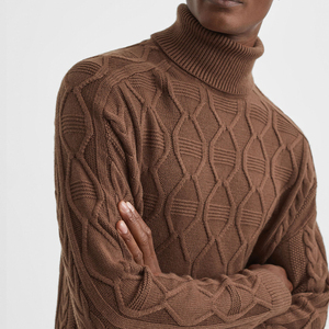 Brown Sweater Male Oversized Winter High Quality Wool Cotton Roll <strong>Neck</strong> <strong>Turtle</strong> <strong>Neck</strong> Knitwear Cable Knit Sweater <strong>Jumper</strong> for <strong>Men</strong> - Product Image 2