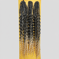 Treccine all'uncinetto pre-legate da 24 pollici, ondulate profonde, morbide, sintetiche, effetto ombré, extension per capelli ricci da donna, per uso quotidiano e feste