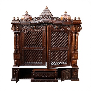 Modern Large Size Teak Wood <b>Mandir</b> with High Carved Design for Home Premium Quality Customized Size Personalized Color - Product Image 1