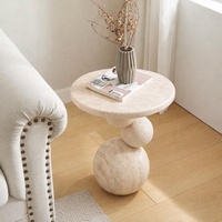 Nouvelle table d'appoint en pierre de travertin beige au design contemporain, écologique et réglable en hauteur, pour salon, hôtel, entrée