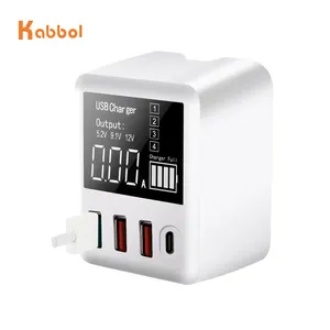 30W 4 Port USB Wall Charger Quick Charge 3.0 Usb Charger 4 Port 2.4A PD dan Tipe-C port Travel Adapter untuk Galaxy/Note/EDGE