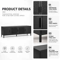 Meuble TV moderne noir en maille de haute qualité avec porte, rangement en métal, écologique, personnalisable pour salon, chambre, appartement, hôtel