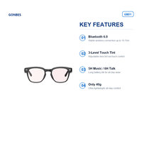 Lunettes audio intelligentes OEM Bluetooth 6.0 à oreilles libres avec réglage de teinte à 3 niveaux et assistant vocal