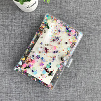 Carnet de notes A6 mignon kawaii avec paillettes en PVC, 6 anneaux, spirale, avec 80 pages vierges, rechargeable, pour l'école, le bureau, planificateur, agenda