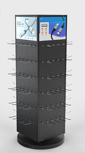 Nouveau modèle de présentoir rotatif numérique pour mobiles - Étagère d'exposition avec panneaux perforés, crochets double face, en fer forgé - Product Image 2