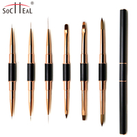 Pinceau professionnel pour vernis à ongles en nylon, double embout, manche métallique, pour polygel, différents modèles, pour manucure