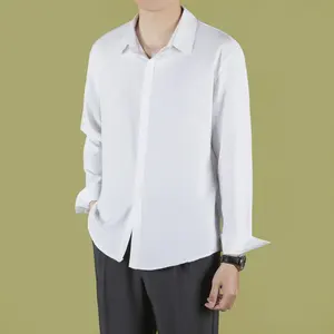 Luxury high drape loose long-sleeved shirt men's wear bottoming shirt spring and autumn coat trend non-ironing shirt