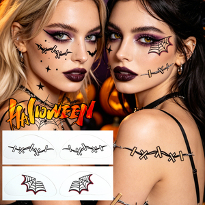Tatouages temporaires de taches de rousseur chauve-souris noires pour Halloween, autocollants faciaux amovibles, imperméables et faciles à appliquer pour fêtes et jeux de rôle - Product Image 6