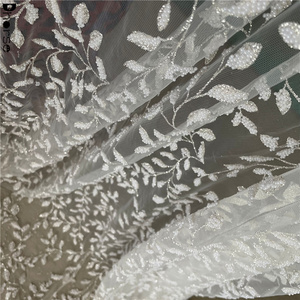 Mới Sang Trọng Màu Trắng Đám Cưới shinning Đính Cườm Lưới <span class=keywords><strong>2025</strong></span> Tốt Nhất Ren Long Lanh Vải - Product Image 2