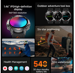 Reloj Inteligente DF HT37 GPS 3AM 30M Resistente al Agua con Sistema Android para Hombre, Reloj Táctico para Exteriores con Esfera Grande y Redonda - Product Image 6