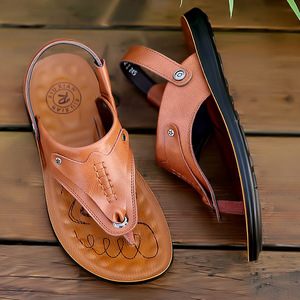 Sandales à sangle en T pour hommes, chaussures de plage antidérapantes en cuir souple, design décontracté à clipser sur les orteils, pour jeunes de 18 à 40 ans - Product Image 3