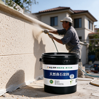Peinture liquide imperméable à texture pierre naturelle pour la décoration des murs extérieurs, application au pinceau