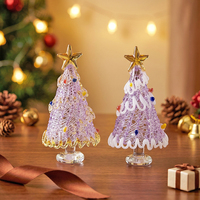 Handgefertigter Murano-Stil Glas-Weihnachtsbaum-Anhänger 8,5cm Miniatur-Glas-Weihnachtsbaum für Festliche Tischdekoration Ornamente Geschenk
