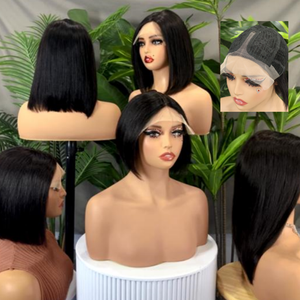 FH 13x1 T Lace Frontal Human Hair Straight Bob <b>Wigs</b> 8-16 inch Middile Part Human Hair Bob <b>Wig</b> - Product Image 1