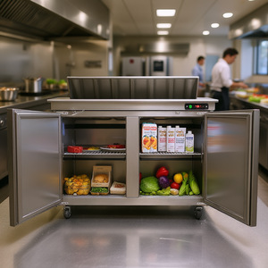 Equipo de Refrigeración para Cocina Comercial, Estación de Preparación de Alimentos Refrigerada de Acero Inoxidable de 48 Pulgadas, 12 Bandejas, Tabla de Cortar, 2 Puertas, 12.9 - Product Image 2