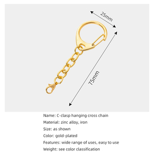 <strong>Gold</strong> <strong>D</strong> Snap Hook Lobster Clamp Zinc Alloy Round C Hook Metal Split Keychain <strong>Key</strong> Rings Clips Accessories - Product Image 2