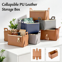 Boîte de rangement élégante pliable en cuir PU épaissi |   Organisateur à double poignée avec finition dorée |   Support de rangement pour cosmétiques et articles divers pour entrée ou bureau