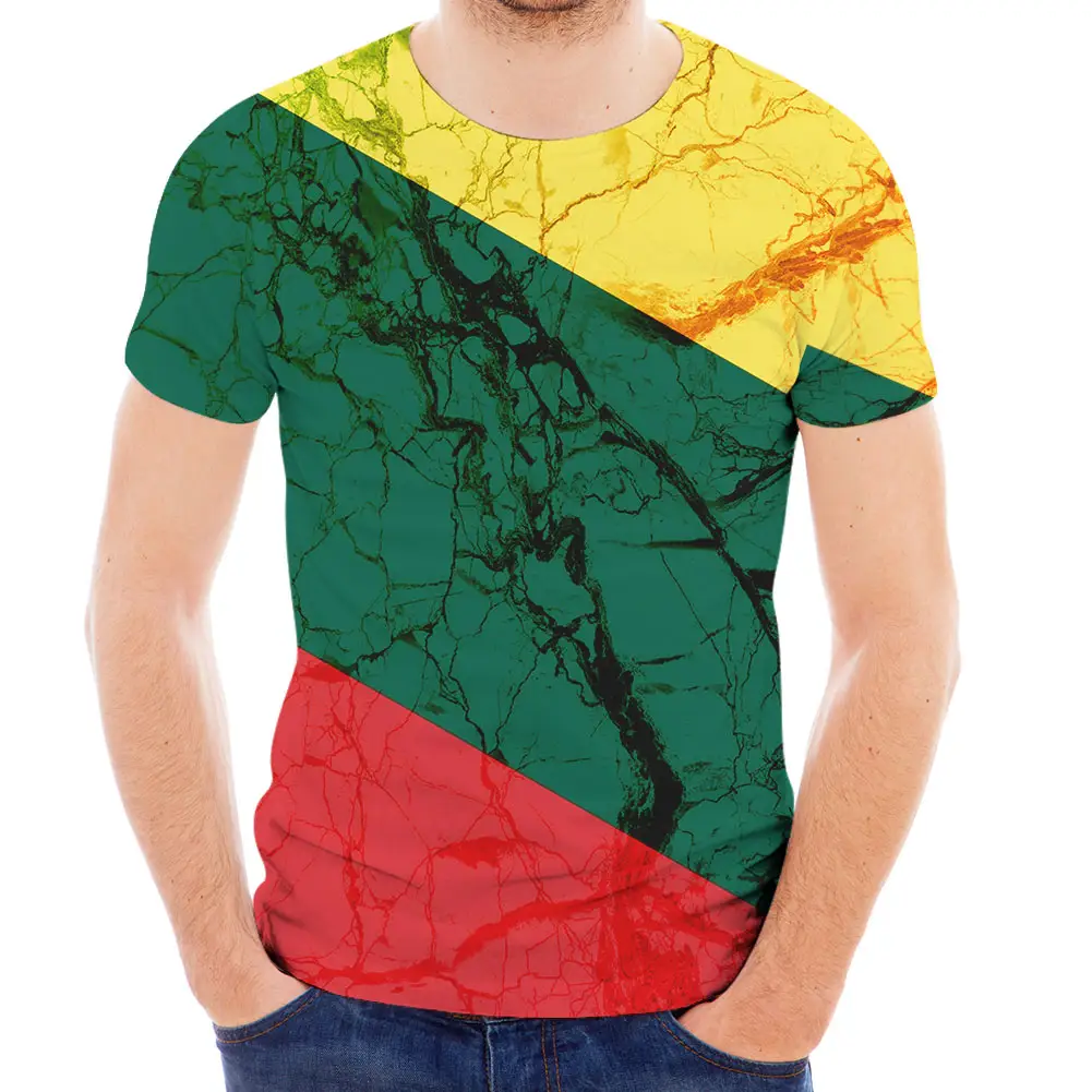 Wholesale Tshirt Men lithuania Flag Printed Short Sleeve T-Shirts Casual Comfort Cool Crewneck Slim Fitted Summer Tee Shirt Tops