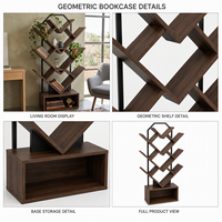 Étagère bibliothèque géométrique en forme d'arbre, étagères de présentation en V, boîte de rangement à base ouverte pour salon et bureau