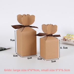 Caja de Regalo de Boda Creativa de Papel Kraft Blanco con Florero en Forma de Cola de Pez y Decoración de Listón para Empaque de Dulces de Boda - Product Image 3