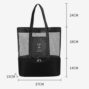 Grand sac de plage en maille avec fermeture éclair double couche conservation de la chaleur sacs à main de pique-nique petit sac fourre-tout de gymnastique en plein air étanche pour piscine - Product Image 3