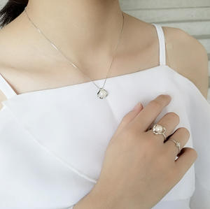 Groothandel Vrouwen Zoetwater Parel Ketting Mode Sieraden Kettingen Hanger Oorknopjes 925 Sterling Zilveren Parel Sieraden Set - Product Image 3