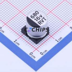 Condensateur électrolytique en aluminium SMD RVT1C681M1010 680UF 16V, D10xL10.2mm 20% 322mA-120Hz - Product Image 1
