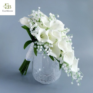 Bouquet de mariée en lys Calla, roses artificielles, diamants et perles, pour <span class=keywords><strong>mariage</strong></span>, anniversaire de <span class=keywords><strong>mariage</strong></span>, enterrement de vie de jeune fille, style campagne française - Product Image 5