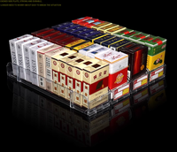 Étagère de présentation de cigarettes autoportante en plastique pré-assemblée avec poussoir à ressort, étagères personnalisables, vente en gros d'usine