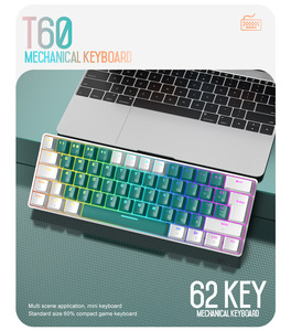 T60 גיימר מקלדת רוסית אדום/כחול מתג 62 מפתחות קווית מקשים מכני USB מיני backlit נייד עבור המחשב משחק מחשב נייד - Product Image 5