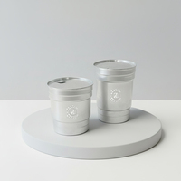 Gobelet en aluminium recyclable écologique de 12/16 oz avec couvercle en aluminium, logo personnalisé, pour thé, soda, boissons froides, café, jus, bar, fête
