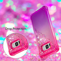 Coque de protection pour Samsung S8 Plus S9 Note 10, avec paillettes brillantes, dégradé liquide, effet sable mouvant, motifs flocons de neige, styles tendance