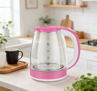 Bouilloire électrique sans fil en verre borosilicate de haute qualité 1,6-2,0 L, 1500 W, maintien au chaud, arrêt automatique, protection contre l'ébullition à sec, pour la maison et la cuisine