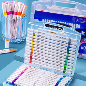 12-60 Màu Sắc Tam Giác Thùng Acrylic Nghệ Thuật Đánh Dấu Thiết Lập Với Bàn Chải Tip Miễn Phí Dòng Vẽ Bút Cho Graffiti Phù Hợp Với - Product Image 1