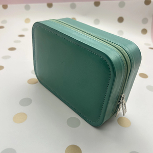 Trousse de maquillage portable en cuir YRX, étui de voyage pour bijoux et cosmétiques, trousse de maquillage personnalisée verte avec miroir LED - Product Image 5