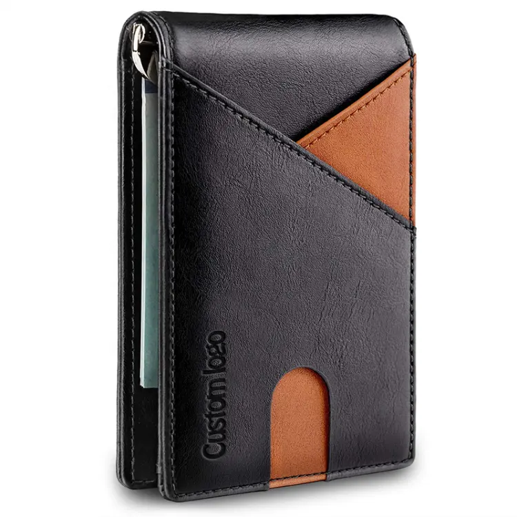 RFID Mens Leather Credit Card Holder Minimalist Men Wallet Money Clip Wallet