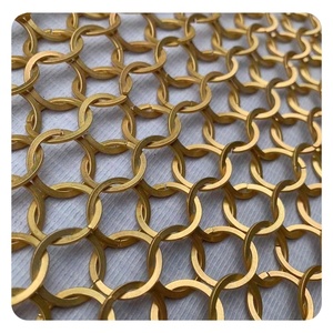 Tốt bán 304 thép không gỉ chainmail Vòng Tấm dệt kim loại vàng dây lưới Rèm cho mục đích trang trí - Product Image 1