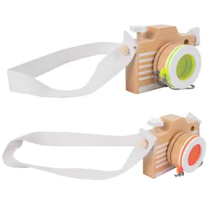 Mini macchina fotografica del caleidoscopio dei bambini del giocattolo del caleidoscopio di legno fatto a mano su ordinazione DIY