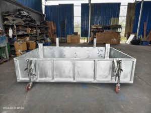 Conteneur de stockage en acier galvanisé robuste avec roues, grande boîte à palettes métallique mobile industrielle pour la logistique d'entrepôt - Product Image 2