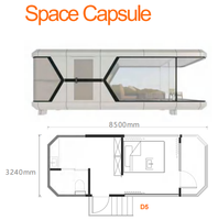 Capsule spatiale mobile de luxe modulaire, maison préfabriquée en structure d'acier, mini-cabane pour hôtel, complexe hôtelier, camping, maison d'hôtes, villa