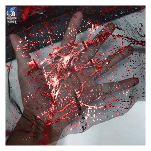 Yx956 2026 New Arrivals 100% <span class=keywords><strong>Polyester</strong></span> Phun Mực Màu Đỏ Mô Hình In Ấn Màu Đen Vải Tuyn Lưới Vải Cho Kỳ Nghỉ Tổ Chức Sự Kiện Ăn Mặc - Product Image 4
