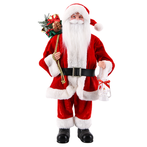 Bright Red Suit <b>Santa</b> Claus Statue <b>Standing</b> Papa Noel with Glass Lantern for Home Xmas Display - Product Image 2