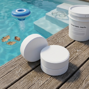 Nouvel arrivage : Comprimé <span class=keywords><strong>de</strong></span> traitement <span class=keywords><strong>de</strong></span> l'eau pour piscine, 3 pouces, 50 lb, blanc, pureté 99 %, à dissolution lente, <span class=keywords><strong>agent</strong></span> chimique auxiliaire - Product Image 3