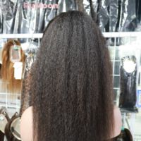 Perruque 360 Full Lace HD Transparente Sans Colle Densité 250% Longue Tendance Kinky Straight Cheveux Humains Vierges Grade 13A