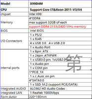 PC Server Gaming Motherboard Intel X99 Kelas Atas Baru LGA2011-3 DDR4 Empat Kanal 128G PCIe 3.0 X16 M.2 NVMe SATA Hard Drive